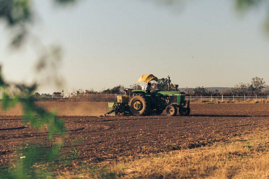 Tractor producing a carbon footprint